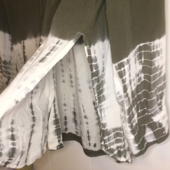 Olive Green Dip-Dye Tye-Dye Button-Down Shirt - Picture 4 of 7